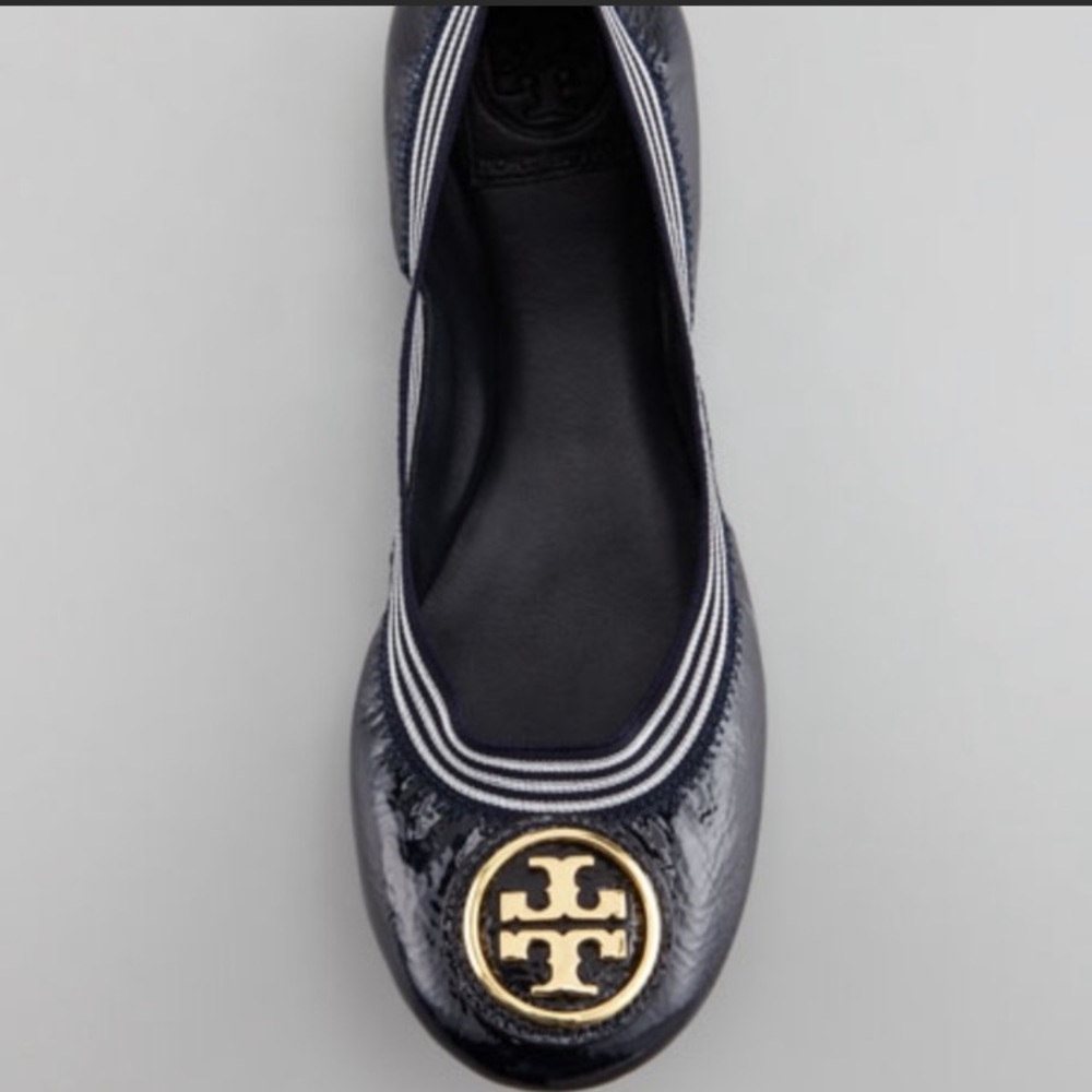 Tory Burch Leather Ballet flats - Navy Blue Caroline flat with elastic